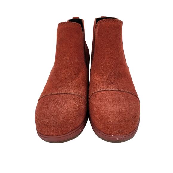 Sorel Evie Pull On Round Toe Suede Wedge Ankle Bootie Warp Red Size 6.5 - Picture 3 of 7